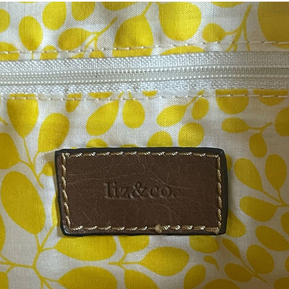 Liz & Co Women's Brown Satchel Handbag Faux Leather Slouchy Hobo Zip Top Large - Picture 2 of 9